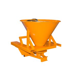 Orange bulk-material hopper on a metal frame for feeding materials.