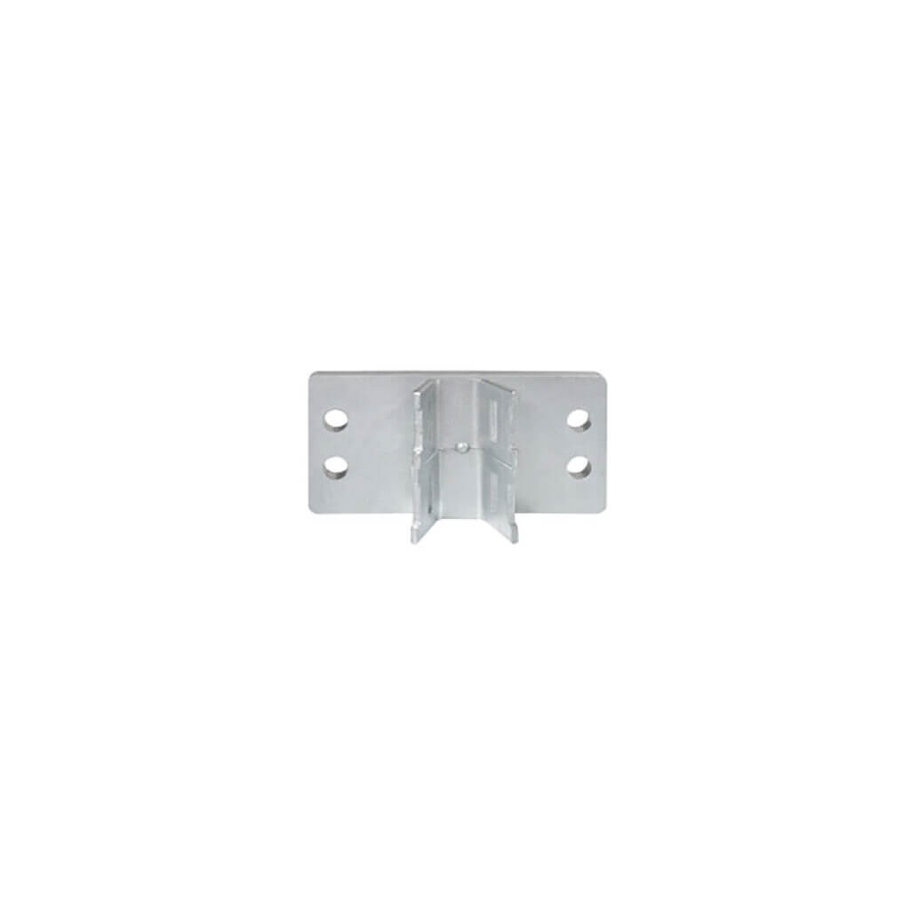 Metall Bandschellenadapter für DIAMOND Verkehrsspiegel, frontal, vier Schraublöcher, erhöhter Mittelteil, weißer Hintergrund.